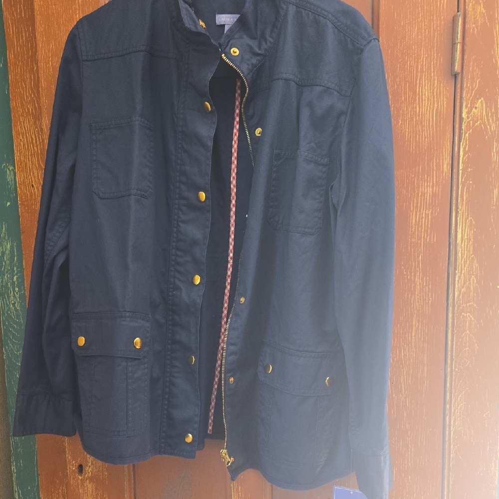 Laura Scott Dark Blue Jacket with Gold Buttons